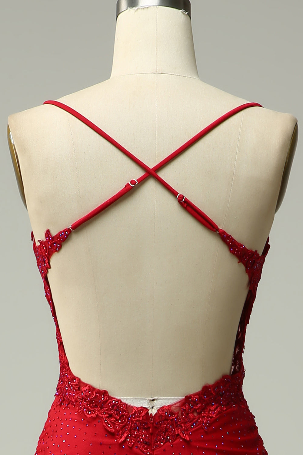 Havfrue Halter Dark Red Prom Kjole med Appliques