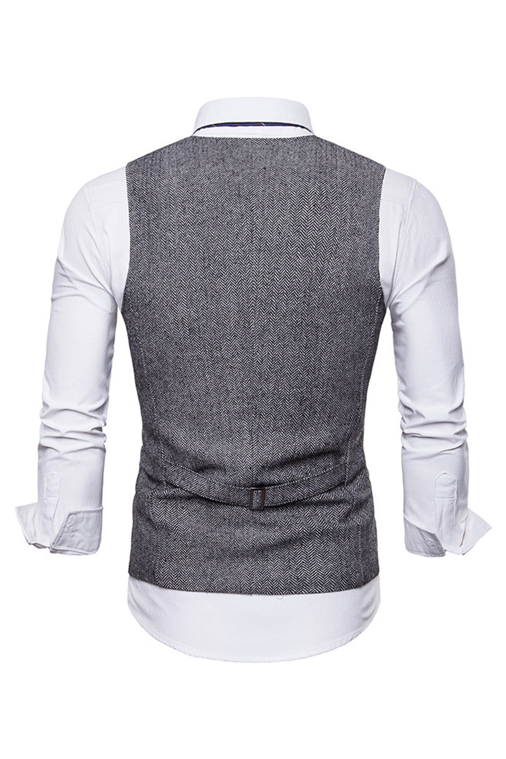 Single Breasted V-Neck Svarte menns dressvester