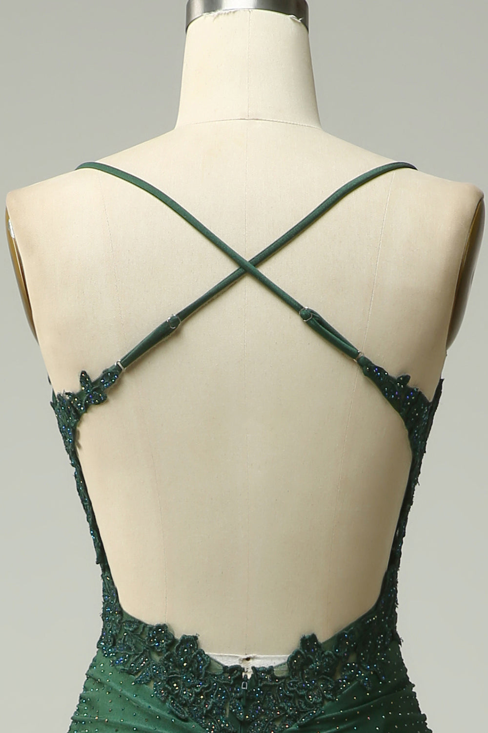 Havfrue Halter mørkegrønn Long Prom kjole med Appliques Beading