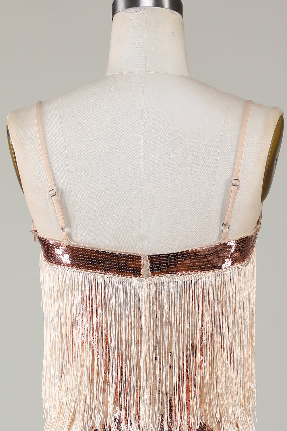 Svarte spaghettistropper Paljetter 1920-tallet Kjole med frynser