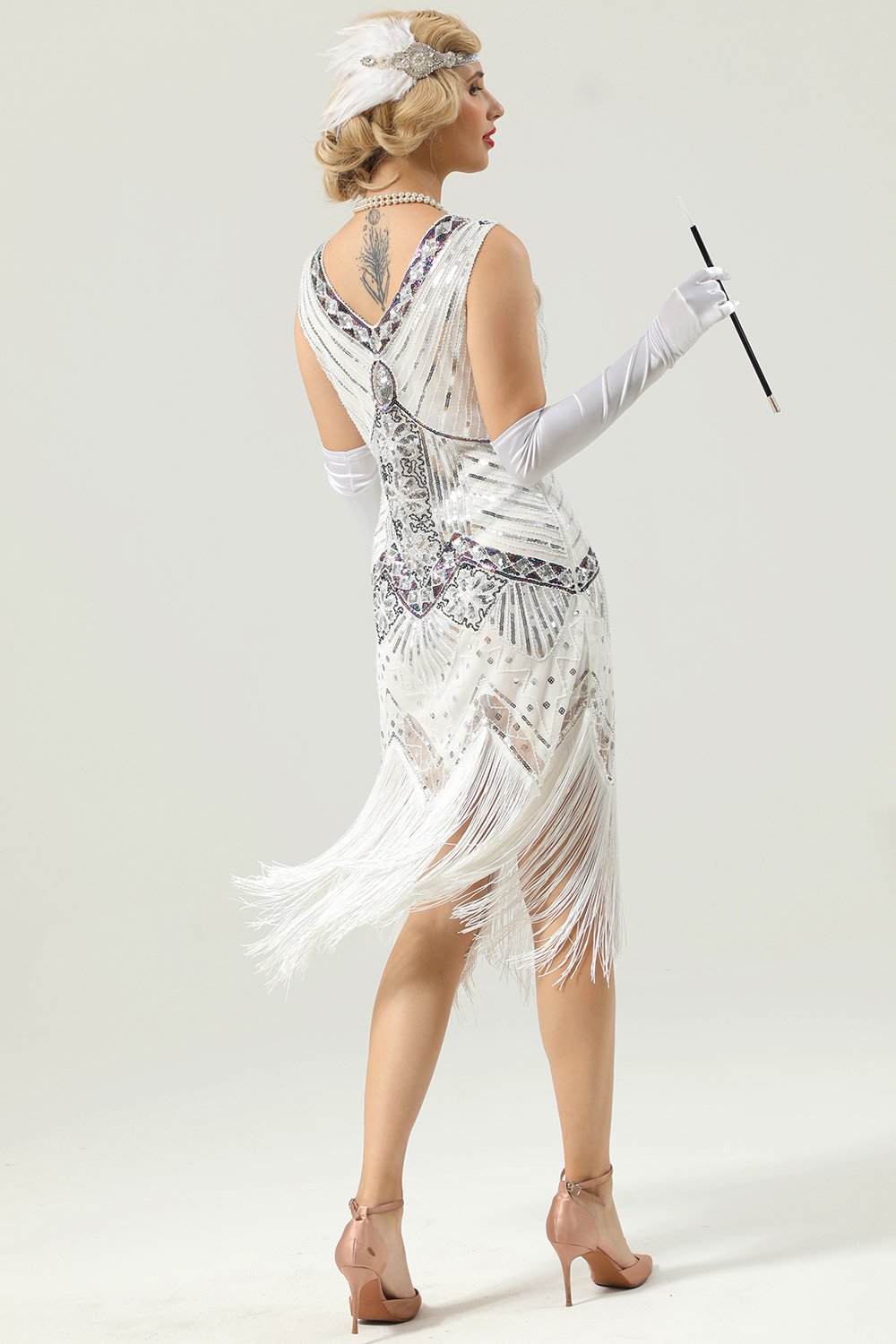 svart og gull paljett 1920-tallet kjole