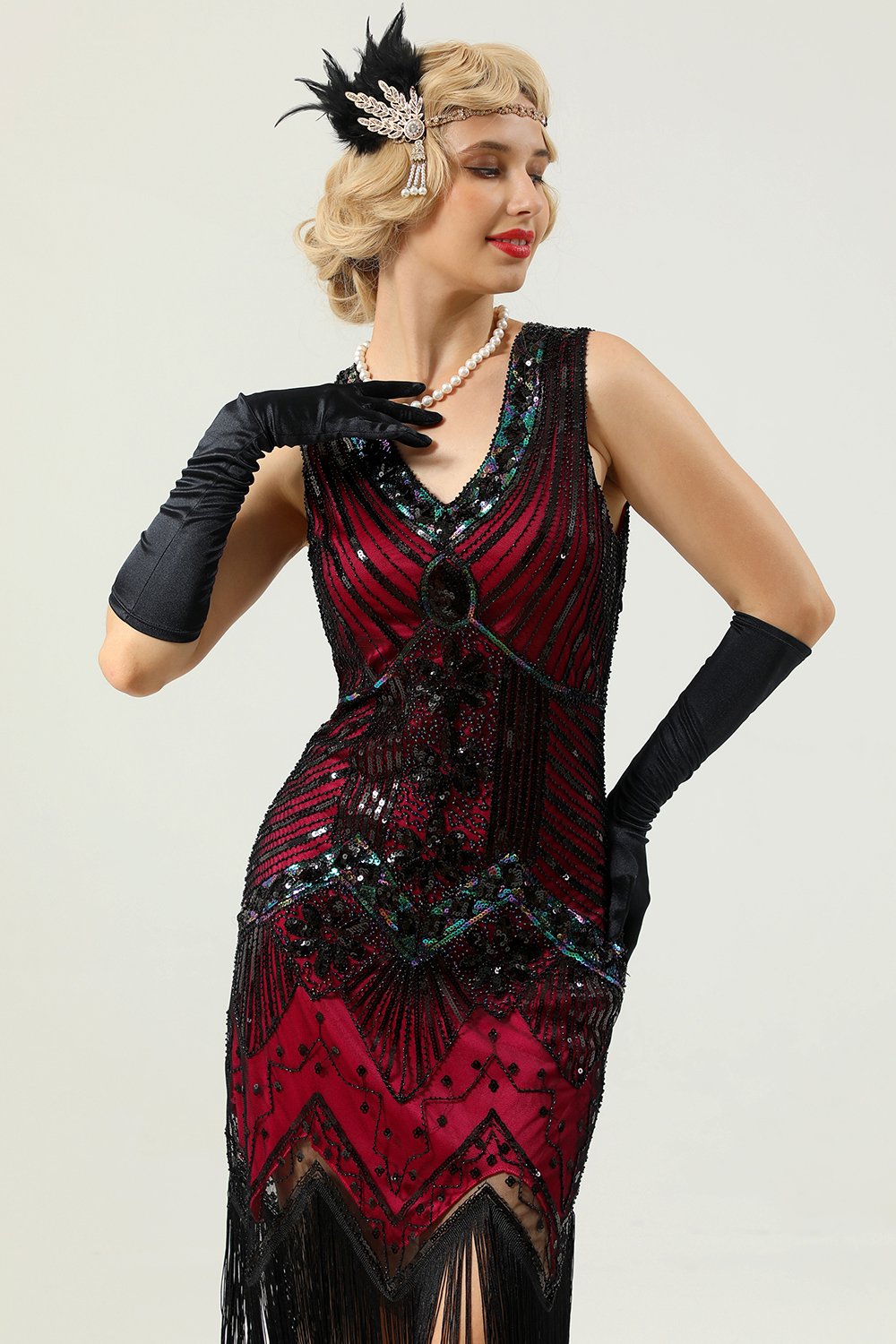 1920-tallet Ermeløs Gatsby Kjole