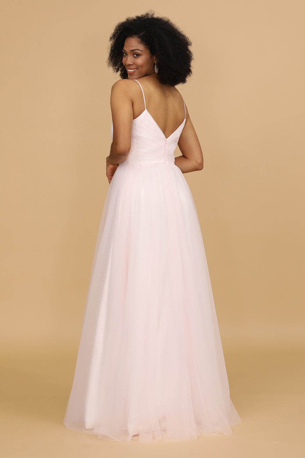 Rosa spaghetti stropper Tulle brudepike kjole
