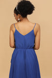 A Line Spaghetti stropper Royal Blue Tea Lengde Brudepike Dress