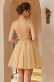 spaghetti stropper homecoming kjole med appliques