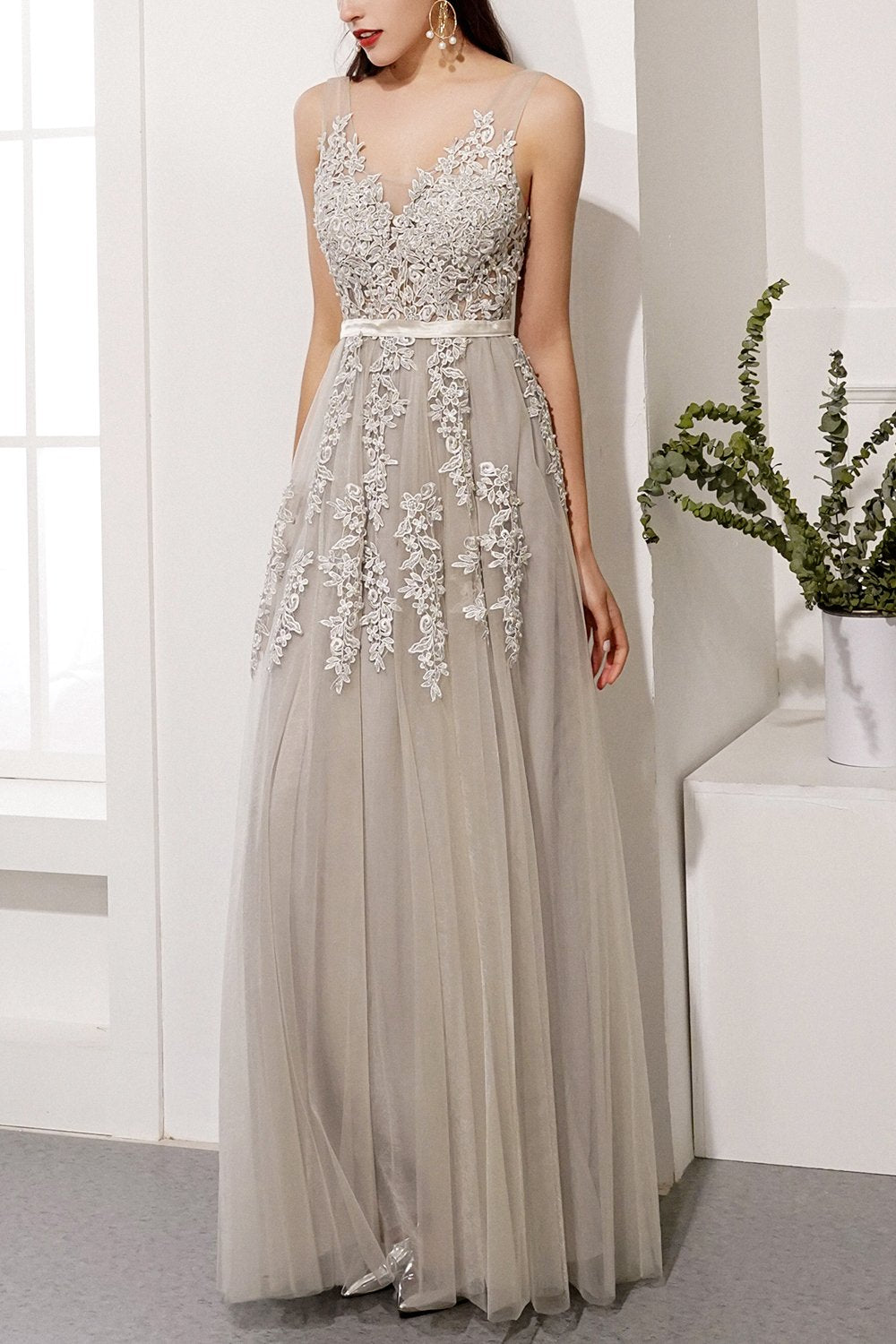 Appliques Lang Ballkjole