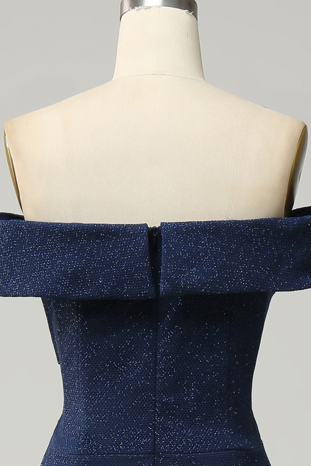 Navy Off The Shoulder Sparkly Slire Long Bridesmaid Dress