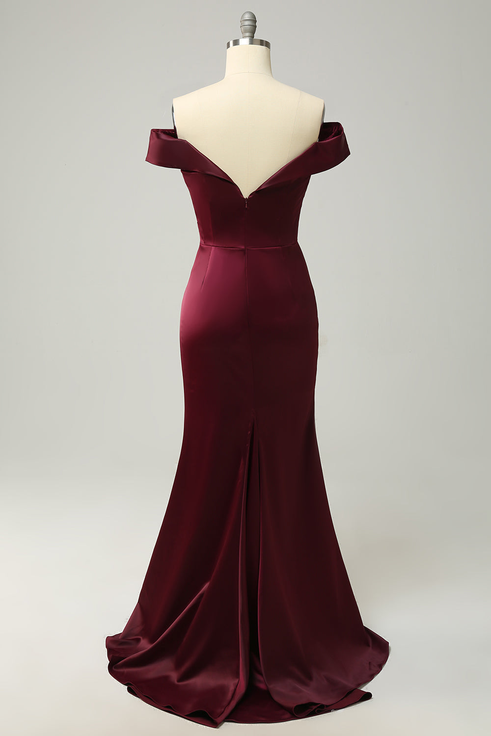 Havfrue av skulderen Burgunder Plus Size Wedding Party Dress