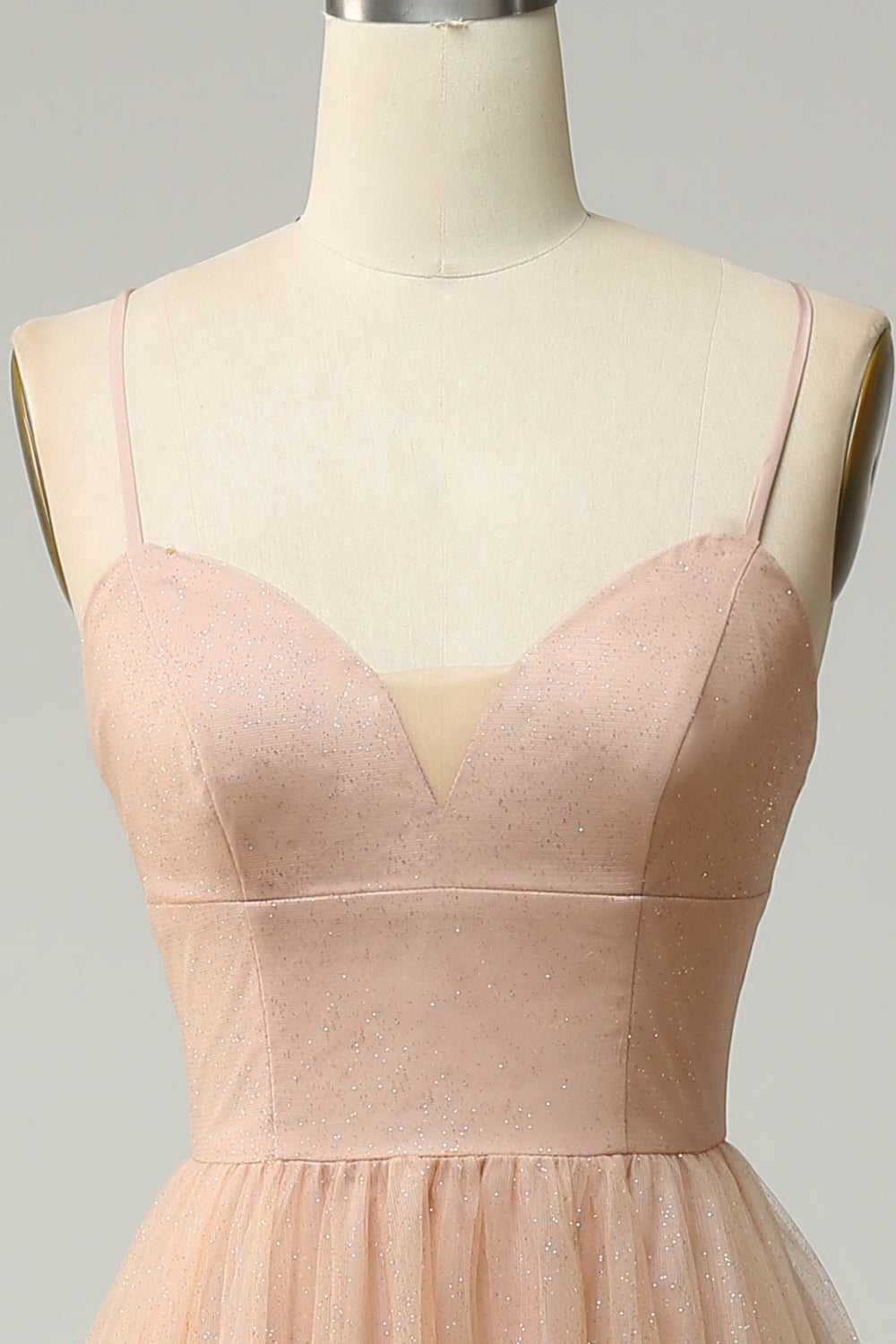 Champagne A Line Spaghetti stropper brudepike kjole