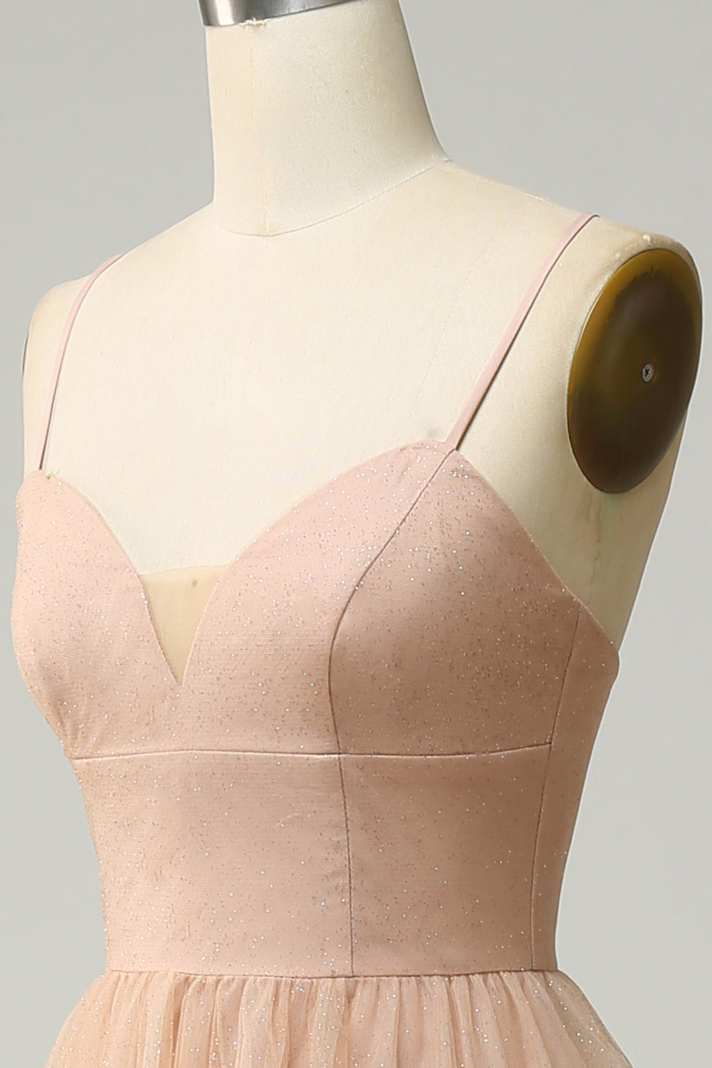 Champagne A Line Spaghetti stropper brudepike kjole