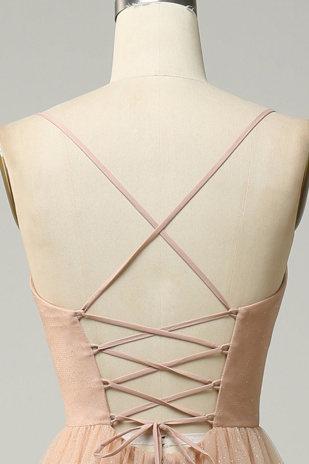 Champagne A Line Spaghetti stropper brudepike kjole