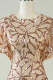 Champagne Sequins Long Prom Dress med Slit Back