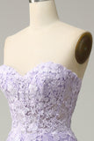 A Line Spaghetti stropper Long Purple Prom kjole med Appliques
