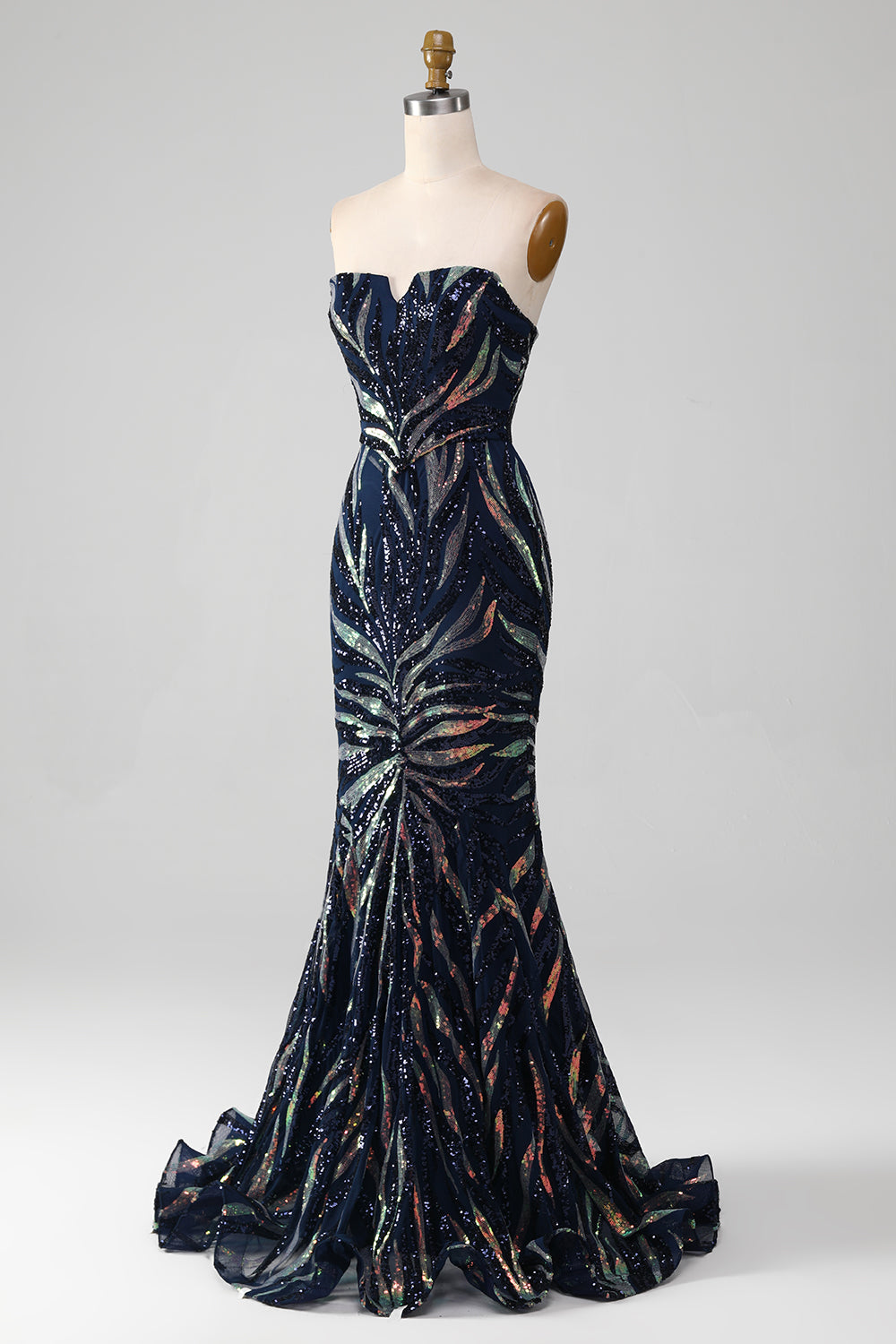 Sparkly Navy Mermaid paljetter Long Prom Dress