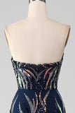 Sparkly Navy Mermaid paljetter Long Prom Dress