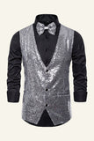 Sparkly Golden Lapel Paljetter herrevest med slips