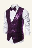 Sparkly Golden Lapel Paljetter herrevest med slips