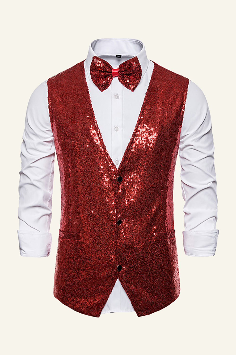 Sparkly Golden Lapel Paljetter herrevest med slips