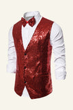 Sparkly Golden Lapel Paljetter herrevest med slips