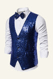 Sparkly Golden Lapel Paljetter herrevest med slips