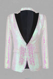 Glitrende hvite paljetter Peak Lapel menn Prom Blazer