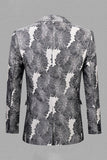 Grå Sølv Jacquard Peak Lapel Menn Prom Blazer