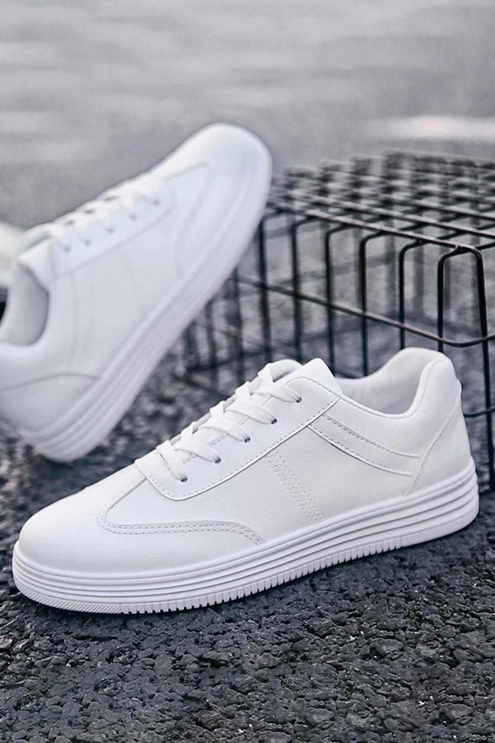 Hvite snøre-up casual sko for menn
