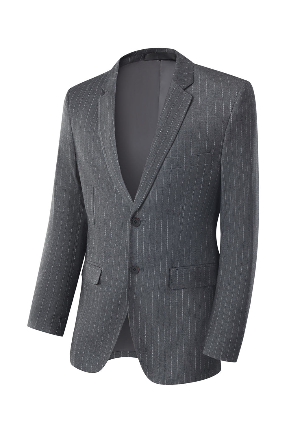 Menns grå 3-delt hakket lapel slim fit bryllup dresser
