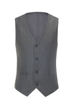Menns grå 3-delt hakket lapel slim fit bryllup dresser