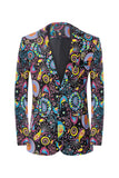 Menns trykte hakket lapel party blazer
