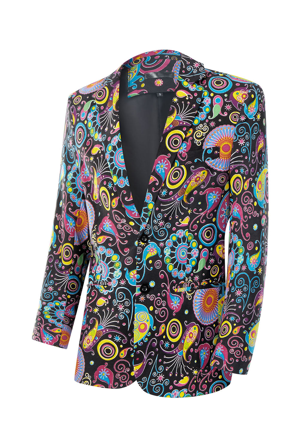 Menns trykte hakket lapel party blazer