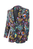 Menns trykte hakket lapel party blazer