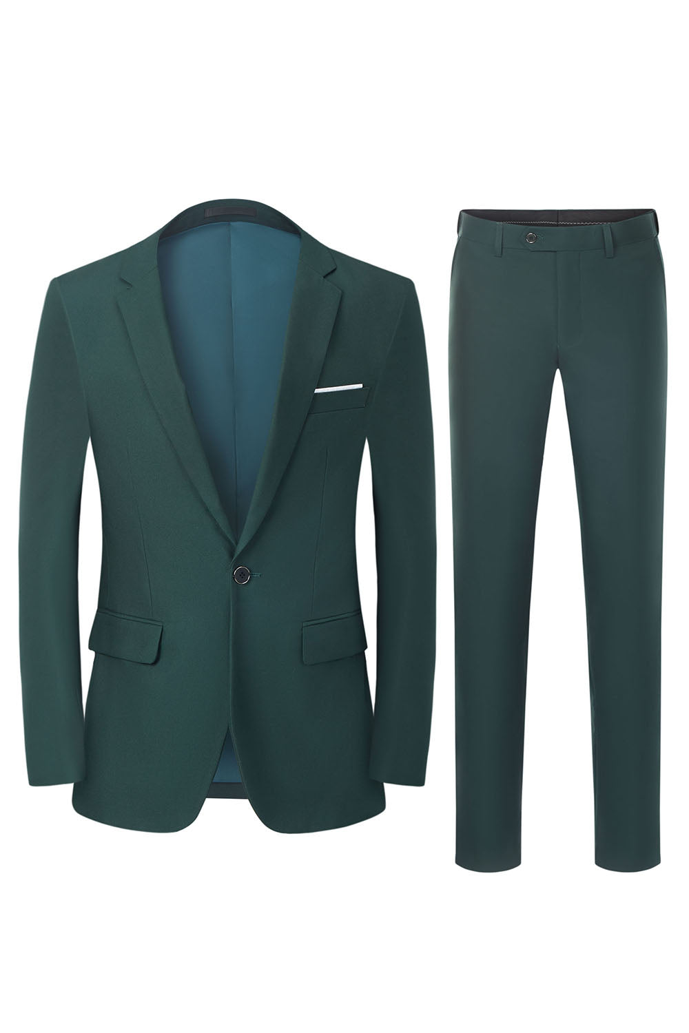 Menns mørkegrønne 2-delte hakkede lapel slim fit bryllupsdrakter