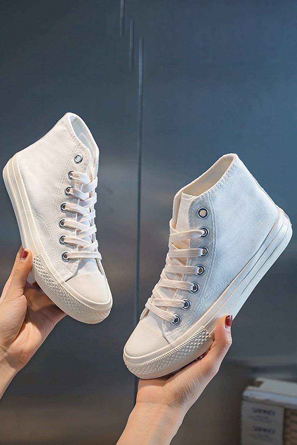 Hvit Mid Top Lace Up Canvas joggesko