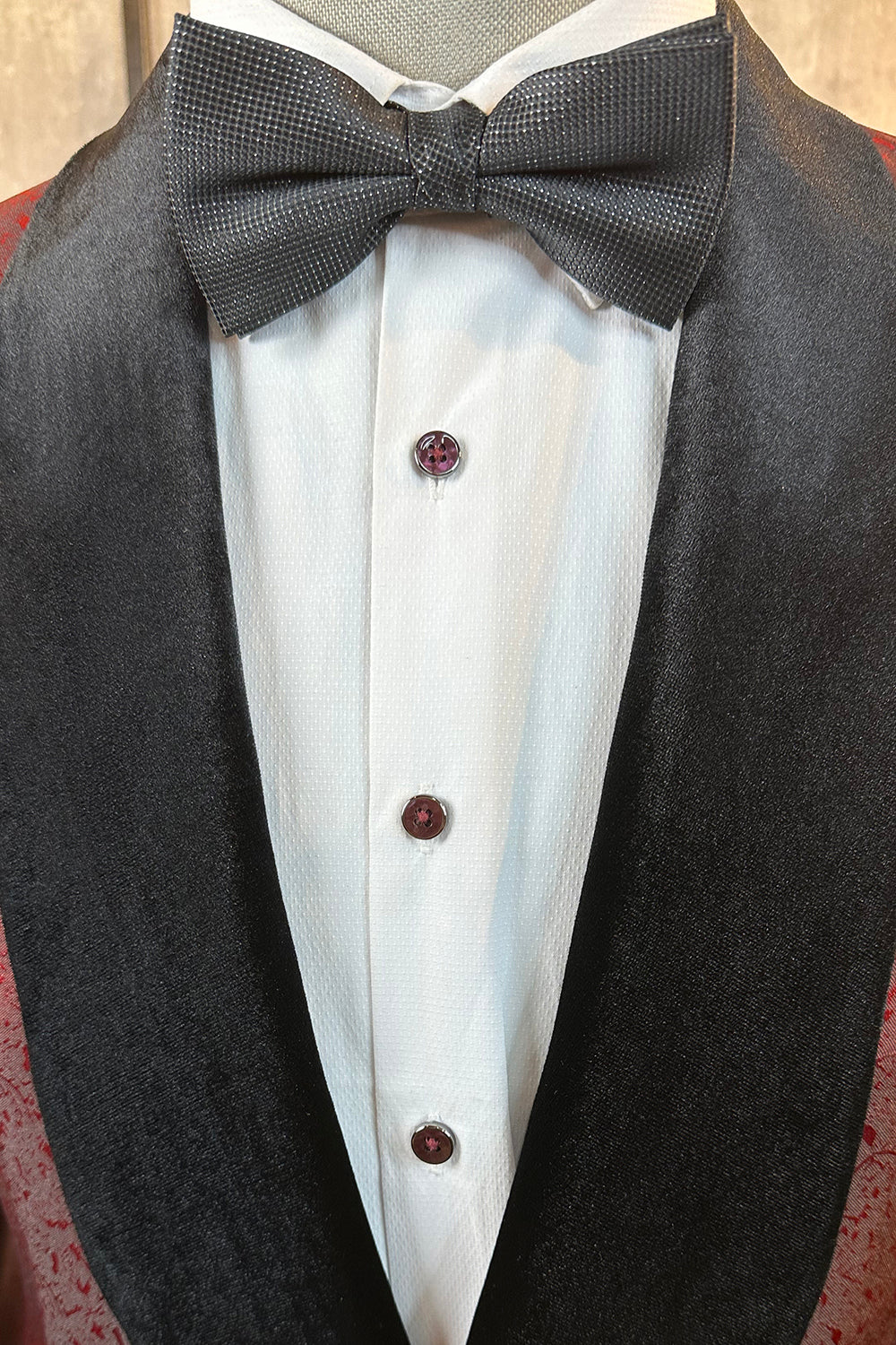 Glitter Burgunder Jacquard Shawl Lapel Menns Prom Suits
