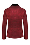 Rød Jacquard 2 Piece Menns Prom Drakter