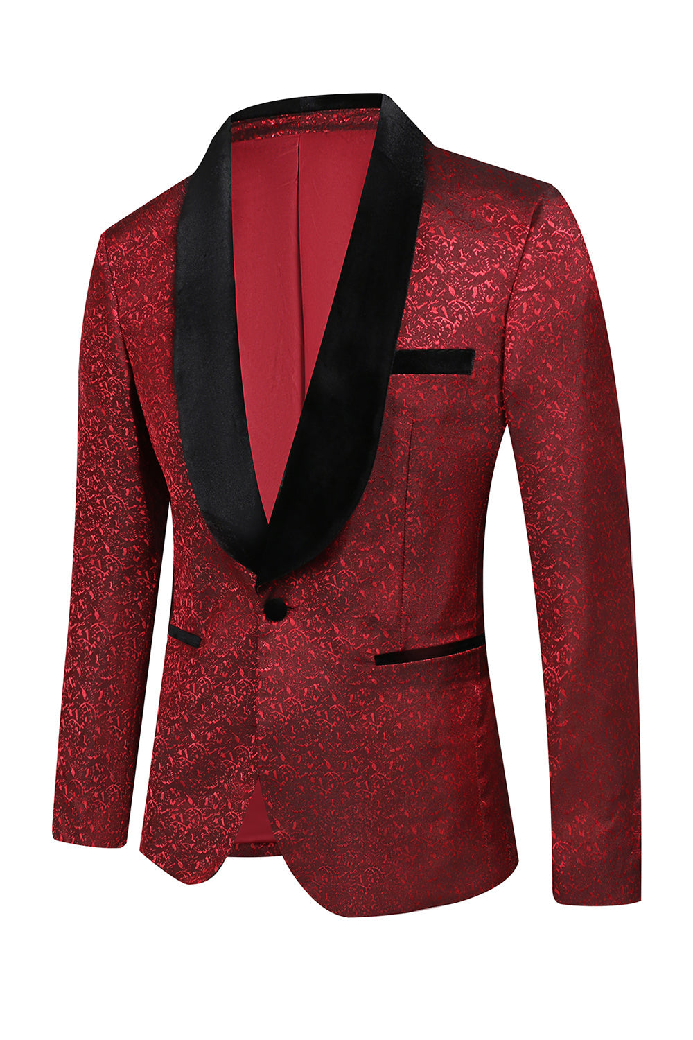 Rød Jacquard 2 Piece Menns Prom Drakter