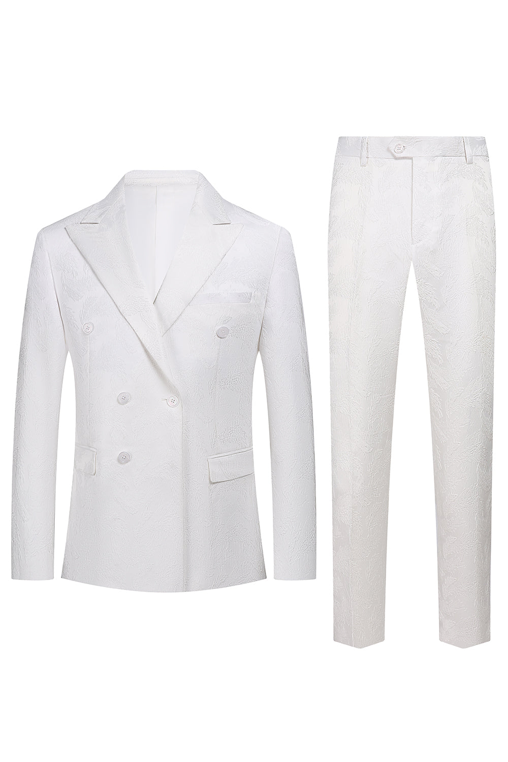 Hvit Jacquard Double Breasted 2 Piece menns dresser