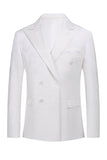 Hvit Jacquard Double Breasted 2 Piece menns dresser