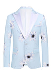 Lyseblå Peak Lapel 2 Piece Floral Menns Prom Suits