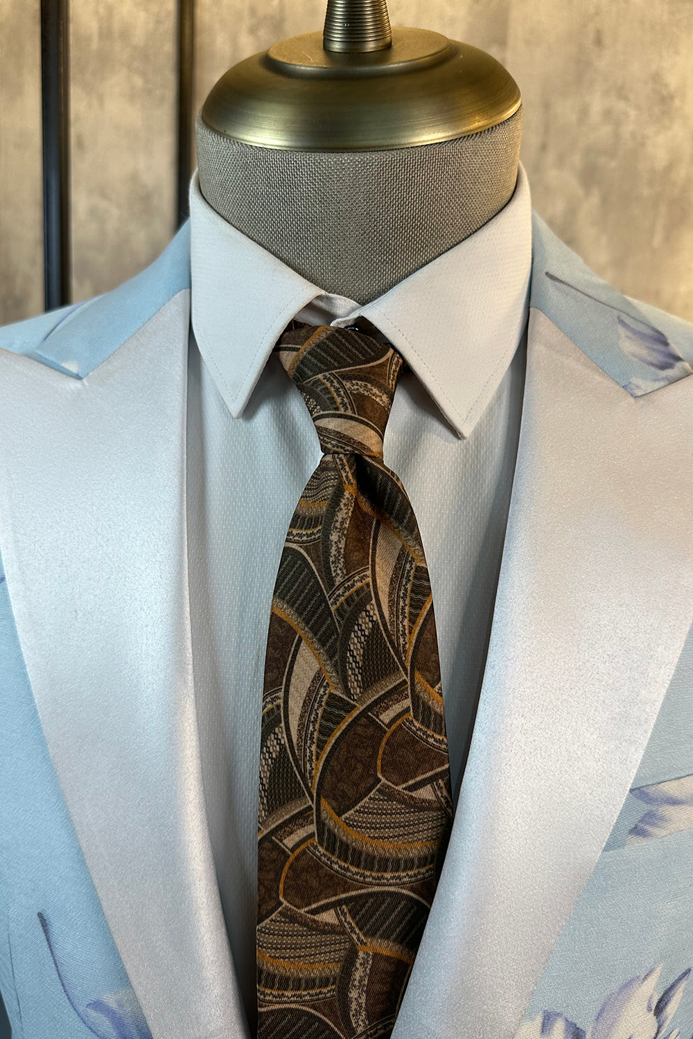 Lyseblå Floral Peak Lapel 2 Piece Herredrakter
