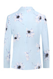 Lyseblå Peak Lapel 2 Piece Floral Menns Prom Suits