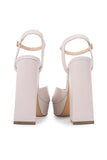 Ivory Chunky Heeled Ankel Strap Platform Sandal