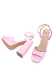 Ivory Chunky Heeled Ankel Strap Platform Sandal