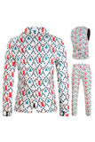 Hvit Reinsdyr Trykt 3 Piece Christmas Men's Suits
