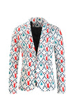 Hvit Reinsdyr Trykt 3 Piece Christmas Men's Suits