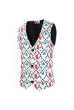 Hvit Reinsdyr Trykt 3 Piece Christmas Men's Suits