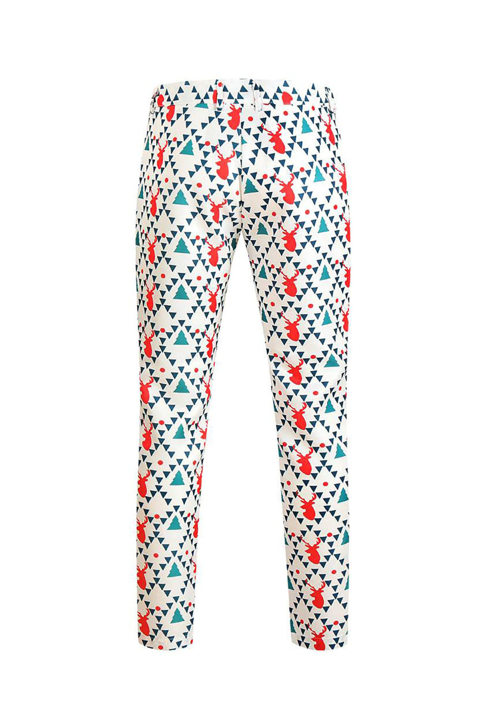 Hvit Reinsdyr Trykt 3 Piece Christmas Men's Suits