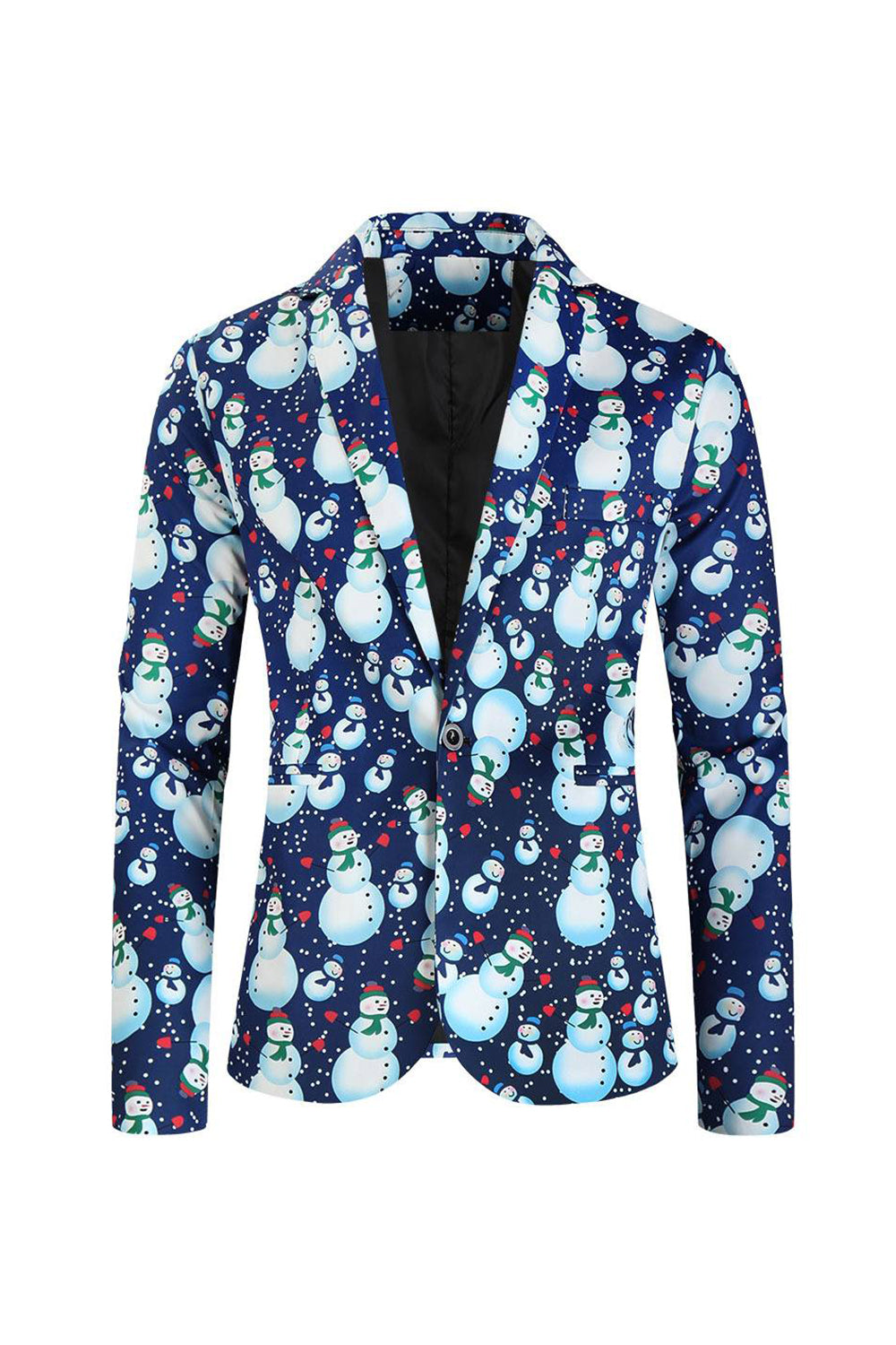 Hakket lapel en knapp blå snømann trykt menns dresser