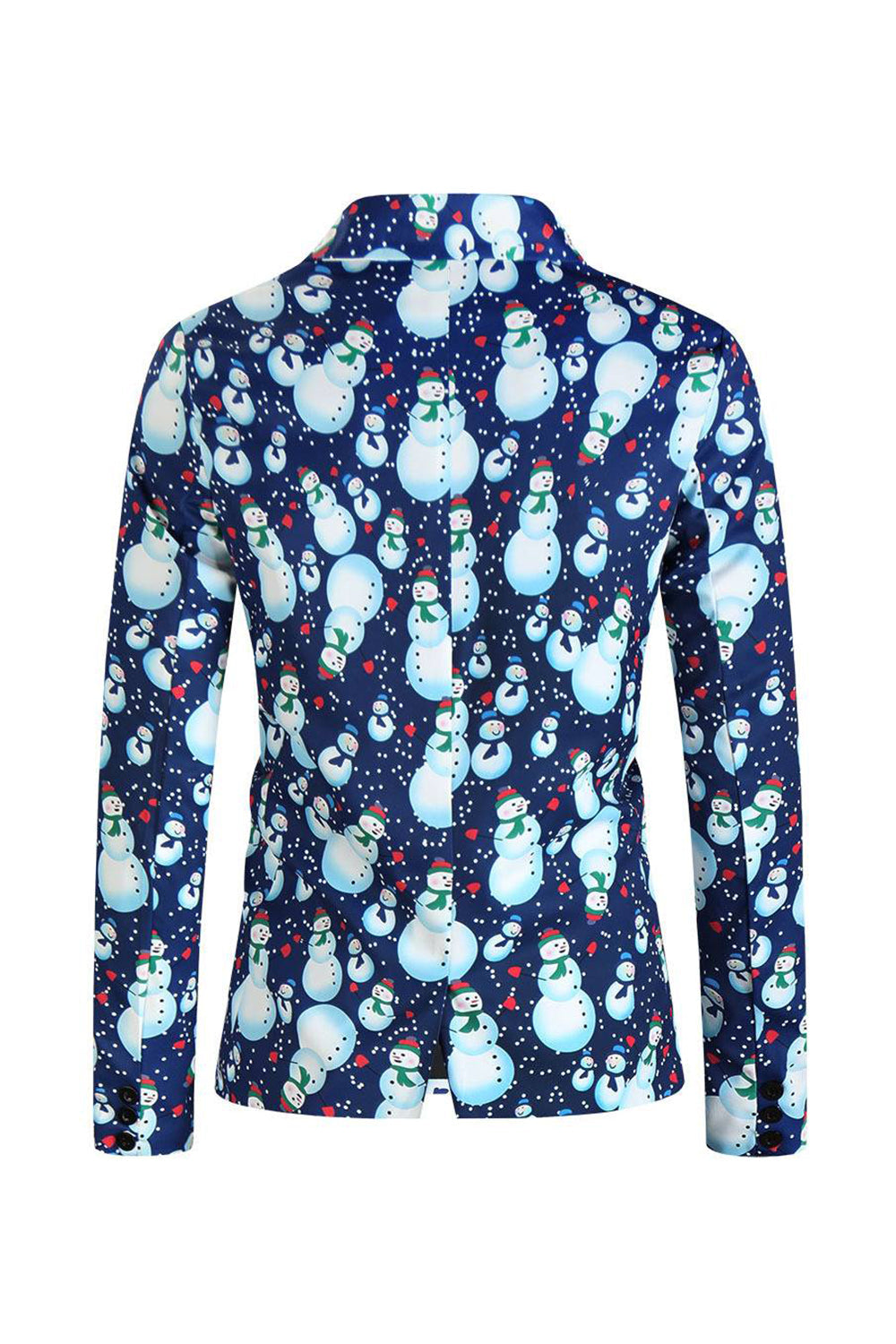 Hakket lapel en knapp blå snømann trykt menns dresser